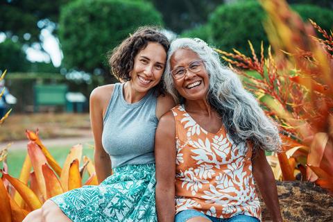 Two women smiling