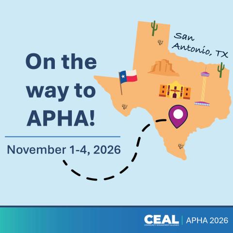 Illustration of the state of Texas with icons of cacti, the Texas state flag, the Alamo, and the Tower of the Americas. Text: San Antonio, TX. On the way to APHA! November 1-4, 2026. 